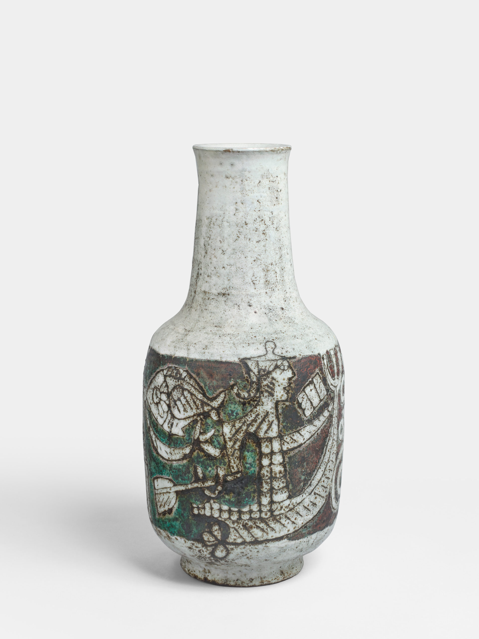 DERVAL_VASE_BALUSTRE_BLANC_VERT_ROUGE_FACEC