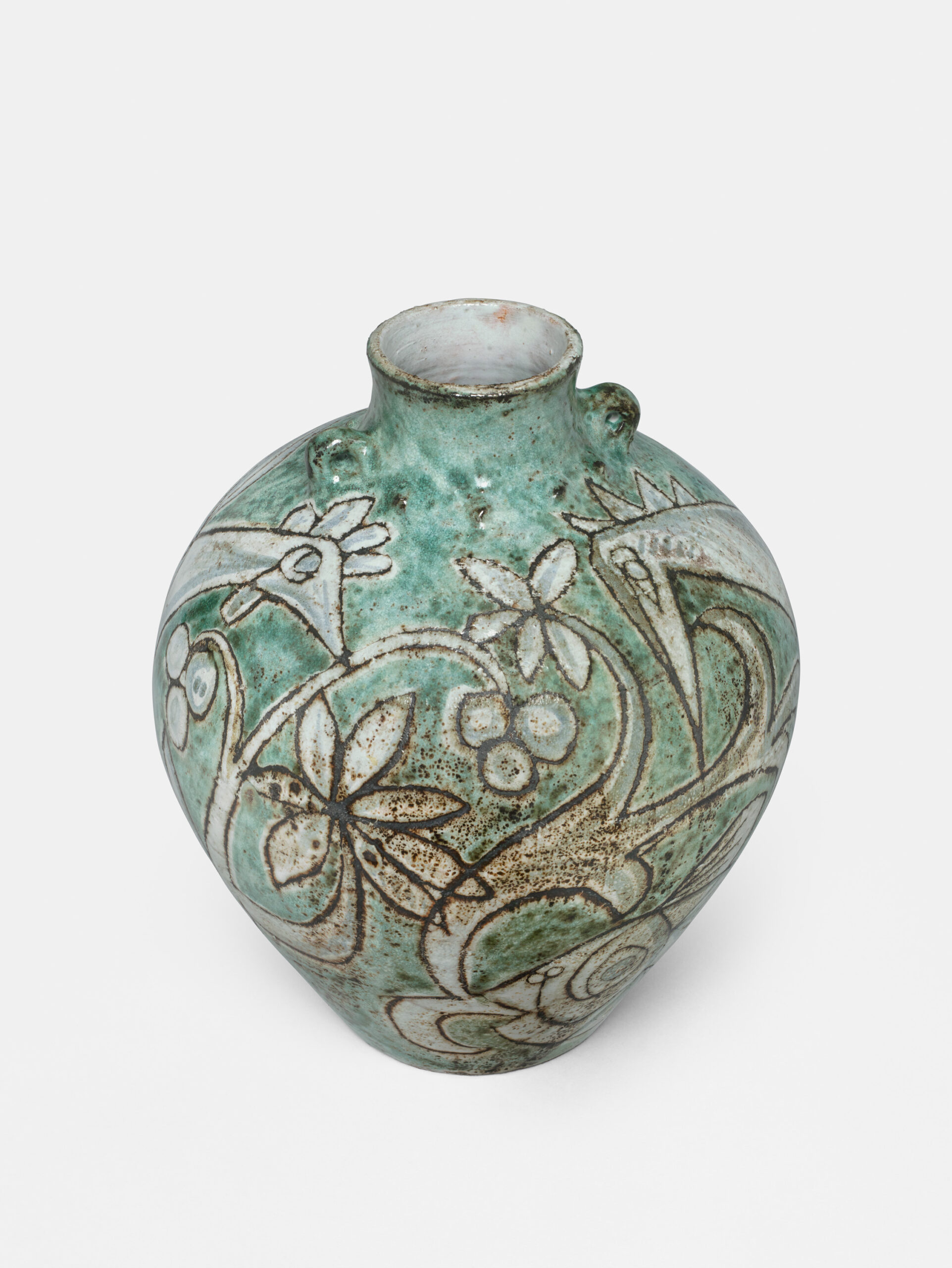 DERVAL_VASE_BOULE_ANSES_VERT_BLANC_FACEC