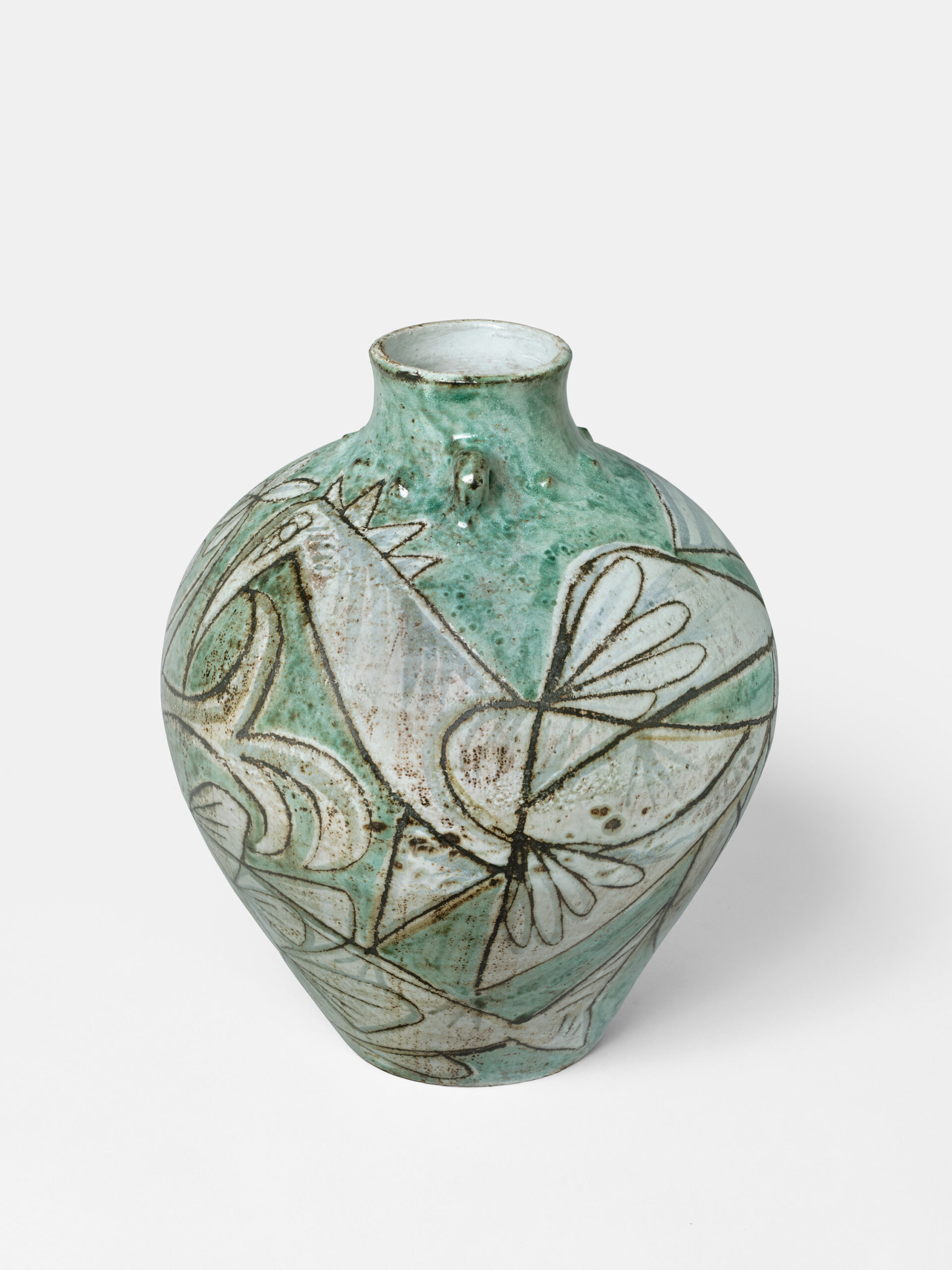 DERVAL_VASE_BOULE_ANSES_VERT_BLANC_FACEE